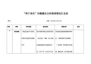“两个责任”问题量化分析梳理情况汇总表
