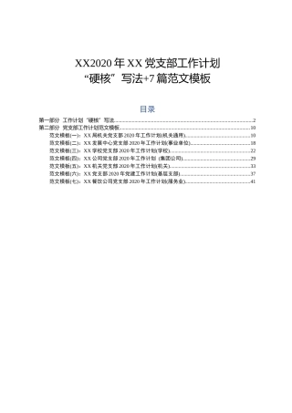 2020年党支部工作计划7篇