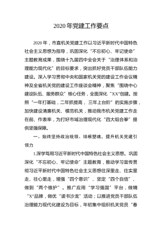 2020年党建工作要点（3500字市级)