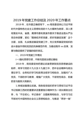 2019年党建工作总结及2020年工作要点（5400字）
