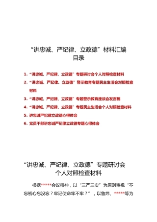 “讲忠诚、严纪律、立政德”材料汇编