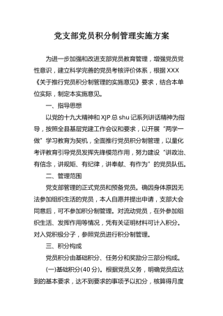 党支部积分制管理实施方案