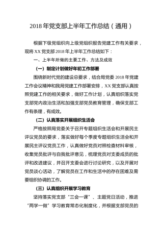 党支部上半年工作总结2