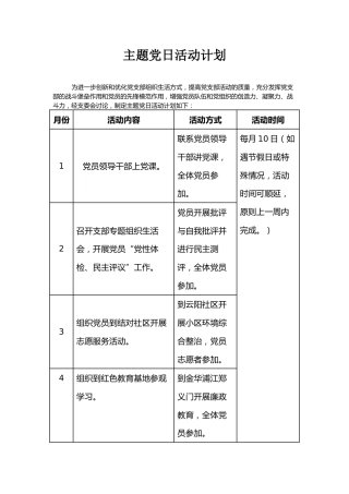 主题党日活动计划