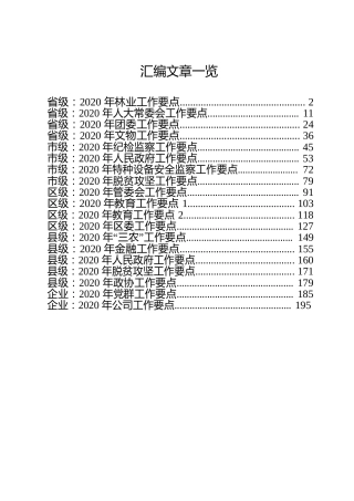 2020年工作要点合集20篇