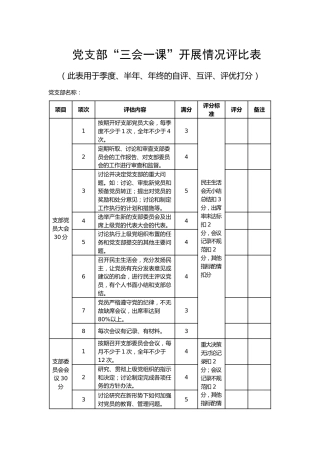 三会一课评比表