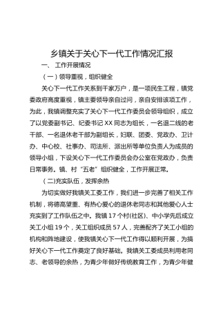 乡镇关于关心下一代工作情况汇报