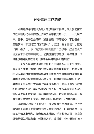 县委党建工作总结（3600字）