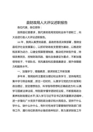 县财政局人大评议述职报告