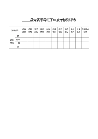 领导班子及领导干部年终考核相关表格