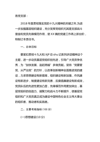 2018年乡镇党建工作目标责任书