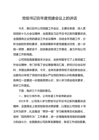 党组书记在年度党建会议上的讲话（公司9300字）
