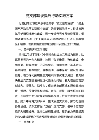党支部建设提升行动实施方案（3600字）
