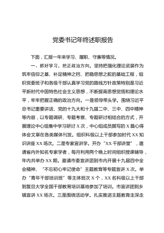 党委书记年终述职报告（3300字）