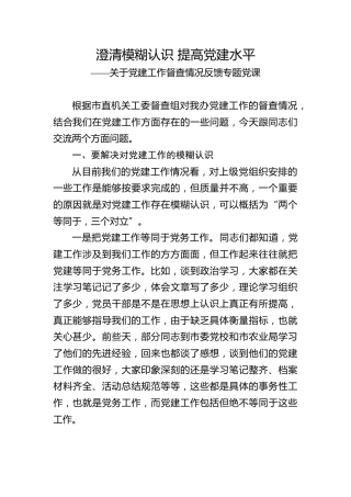 党建工作督查情况反馈专题党课