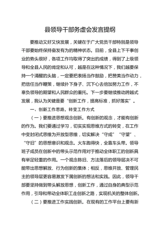 笔友分享县领导干部务虚会发言提纲