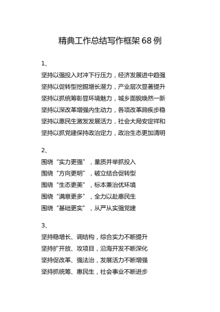 笔友分享精典工作总结写作框架68例