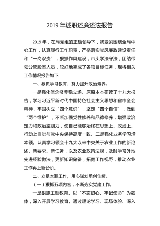 2019年述职述廉述法报告（1700字）