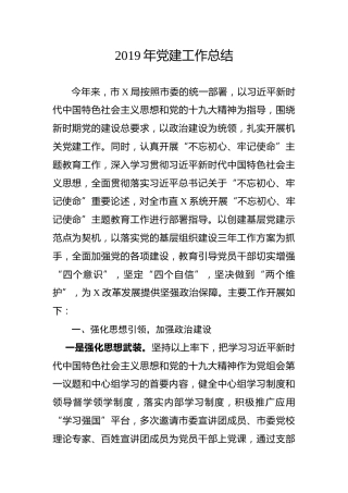 2019年党建工作总结（4900字）
