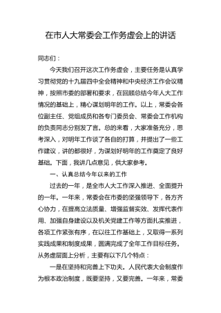 在市人大常委会工作务虚会上的讲话（4000字）