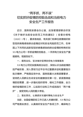 抓好疫情防控和电力系统安全生产工作报告