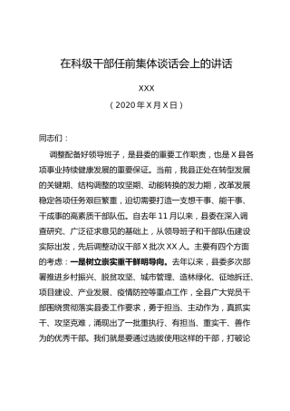 在科级干部任前集体谈话会上的讲话（7300字）