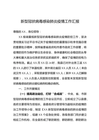 新型冠状病毒防控工作汇报