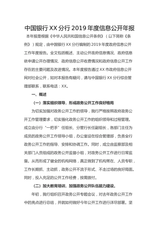 银行年度信息公开年报