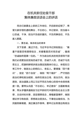 新任干部集体廉政谈话会上的讲话（2900字）