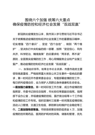 疫情防控和经济社会发展工作总结