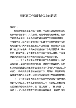 在巡察工作培训会上的讲话（4100字）