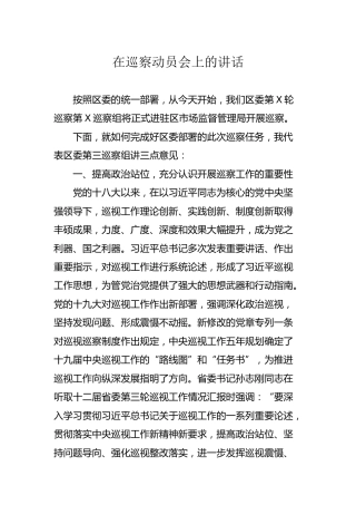 在巡察动员会上的讲话（4100字）