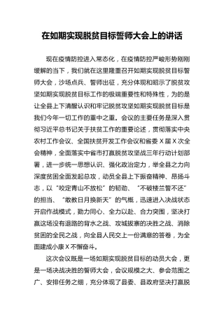 在实现脱贫目标誓师大会上的讲话（9000字）