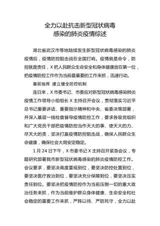 抗击新冠肺炎疫情防控工作情况汇报