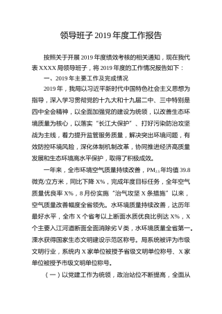局领导班子2019年工作述职报告（8400字）