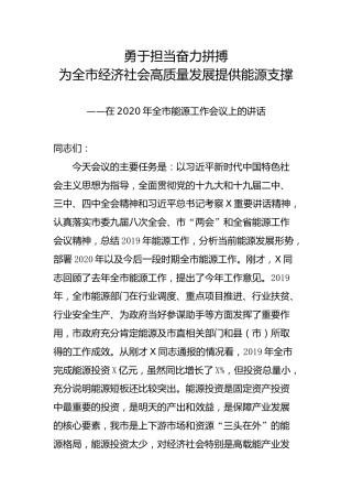 在2020年全市能源工作会议上的讲话（7200字）