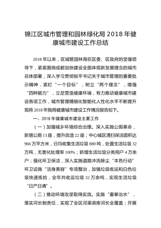 健康城市建设工作总结