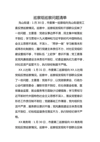 巡察组巡察问题清单（2400字）