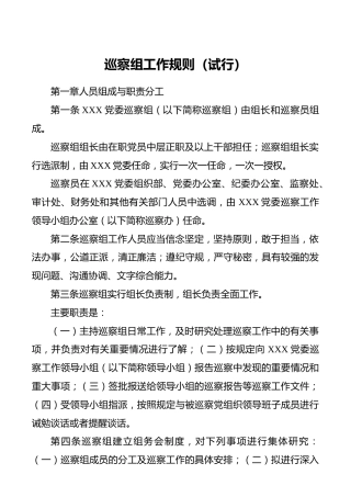 巡察组工作规则（3300字）