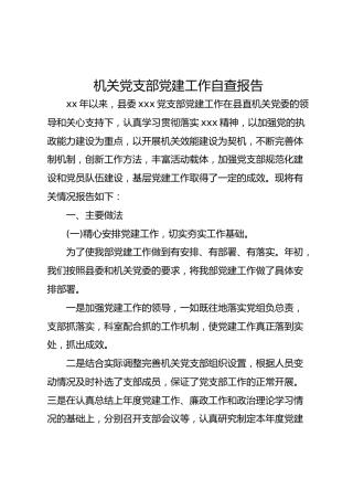 机关党支部党建工作自查报告（3100字）