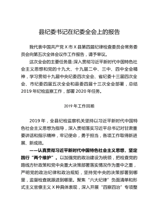 县纪委书记在纪委全会上的报告（11000字）
