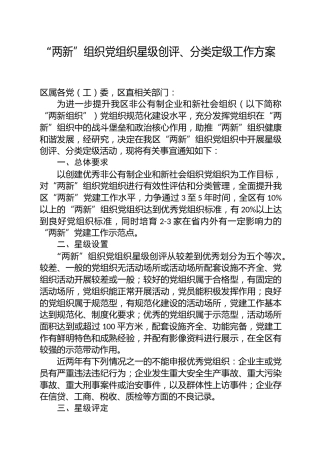 两新党组织星级创评分类定级工作方案（含表格）