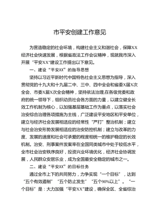 市平安创建工作意见（6400字）