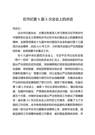 在市纪委全会上的讲话（7300字)