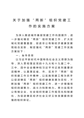 加强两新组织党建工作的实施方案