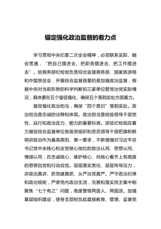 领导讲话：锚定强化政治监督的着力点