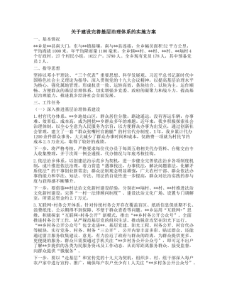 关于建设完善基层治理体系的实施方案