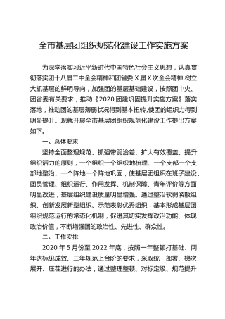 基层团组织规范化建设工作实施方案