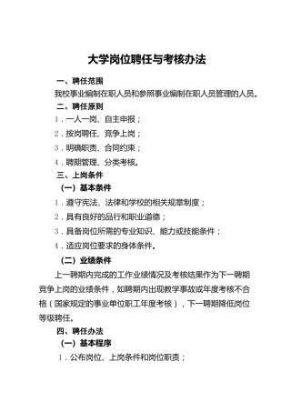 大学岗位聘任与考核办法（13000字含表格，学校）
