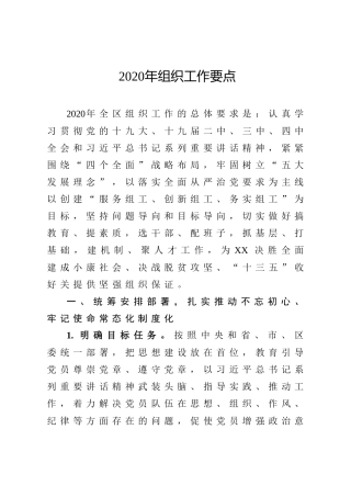 2020年组织工作要点（5300字）